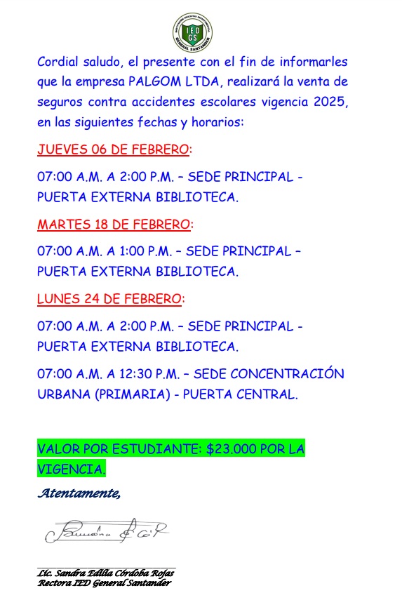 Venta Seguro Estudiantil 2025 Image